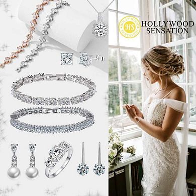 Dainty Cubic Zirconia Tennis Bracelet with Round Cut AAA+ Cubic Zirconia