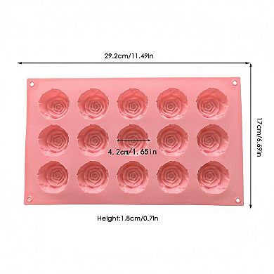 3-Piece Rose Flower Silicone Baking Mold Set Mini Round Cake Chocolate Candy Soap Mold