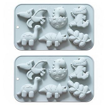 2 pc Dinosaur Silicone Baking Mold Set Nonstick Flexible Chocolate Candy Dessert Mold