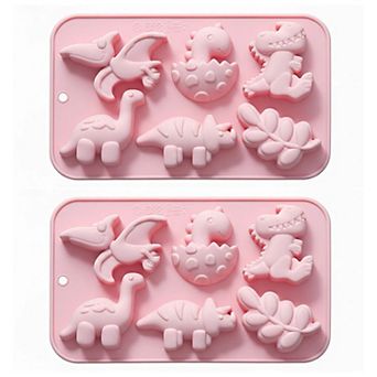 2 pc Dinosaur Silicone Baking Mold Set Nonstick Flexible Chocolate Candy Dessert Mold