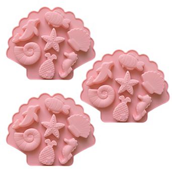 3 pc Ocean Theme Silicone Baking Mold Set Sea Life Cake Chocolate Candy Soap Mold