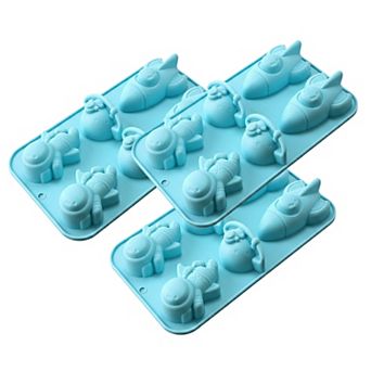 3 pc Space Theme Silicone Baking Mold Set Rocket Astronaut Cake Chocolate Candy Soap Mold