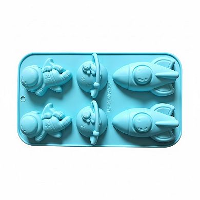 3-Piece Space Theme Silicone Baking Mold Set Rocket Astronaut Cake Chocolate Candy Soap Mold