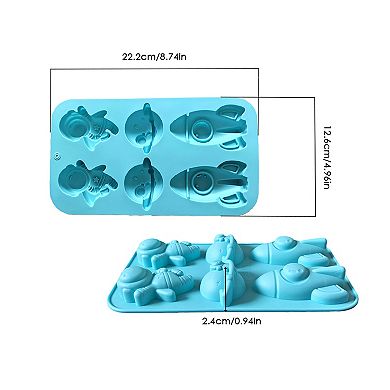 3-Piece Space Theme Silicone Baking Mold Set Rocket Astronaut Cake Chocolate Candy Soap Mold