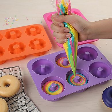 3-Piece Silicone Donut and Heart Baking Mold Set Nonstick Dessert Cake Chocolate Soap Mold