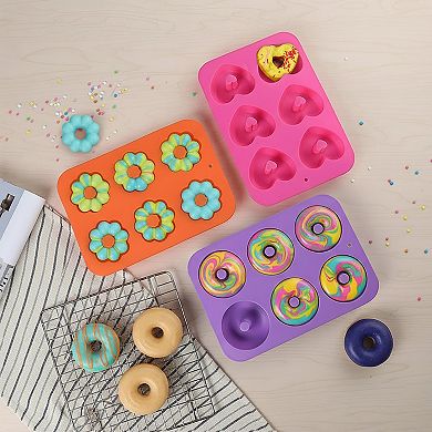 3-Piece Silicone Donut and Heart Baking Mold Set Nonstick Dessert Cake Chocolate Soap Mold
