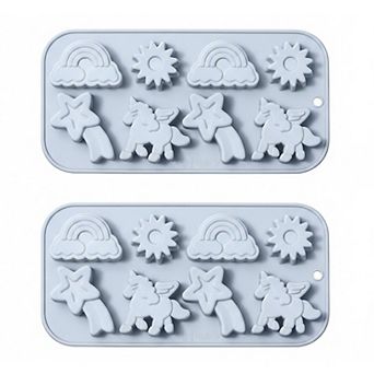 2 pc Rainbow and Unicorn Silicone Baking Mold Set Nonstick Flexible Candy Dessert Mold