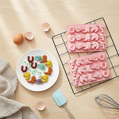 2-Piece Western Silicone Baking Mold Set Nonstick Flexible Chocolate Candy Dessert Mold