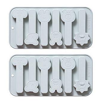2 pc Animal Popsicle Silicone Baking Mold Set Nonstick Flexible Ice Pop Dessert Mold