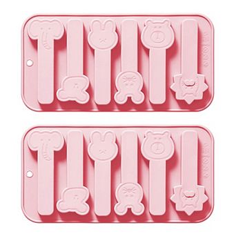 2 pc Animal Popsicle Silicone Baking Mold Set Nonstick Flexible Ice Pop Dessert Mold