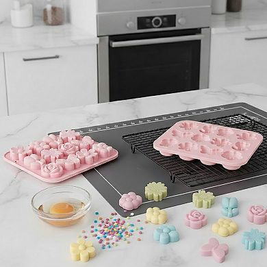 2-Piece Silicone Flower and Butterfly Baking Mold Set Nonstick Flexible Candy Chocolate Mold