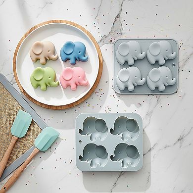 2-Piece Elephant Silicone Baking Mold Reusable Nonstick Cake Chocolate Mold