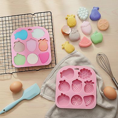 2-Piece Fruit Shape Silicone Baking Mold Set Nonstick Flexible Chocolate Candy Dessert Mold