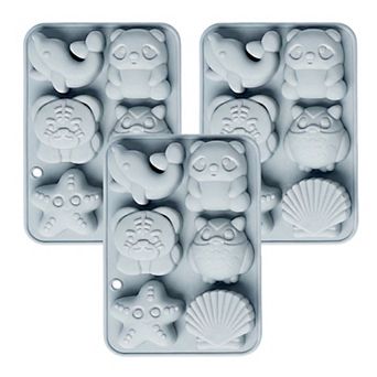 3 pc Animal and Ocean Silicone Baking Mold Set Nonstick Flexible Chocolate Candy Mold