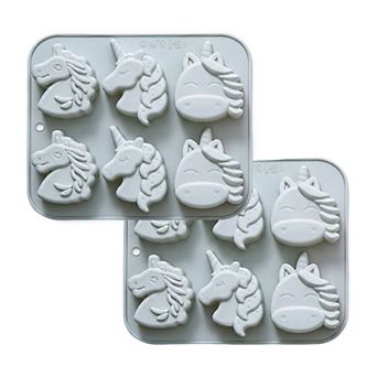 2 pc Unicorn Silicone Baking Mold Set Nonstick Flexible Chocolate Candy Dessert Mold