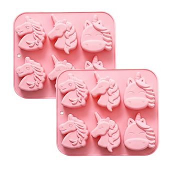 2 pc Unicorn Silicone Baking Mold Set Nonstick Flexible Chocolate Candy Dessert Mold