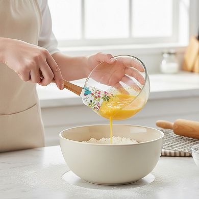 Silicone Spatula Set Butterfly Floral Print Wooden Handle Heat Resistant Baking Mixing Tools 2 Piece