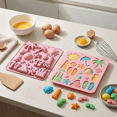 2-Piece Beach Silicone Baking Mold Set Nonstick Summer Shape Chocolate Candy Dessert Mold