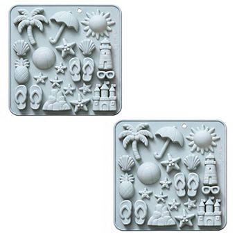 2 pc Beach Silicone Baking Mold Set Nonstick Summer Shape Chocolate Candy Dessert Mold