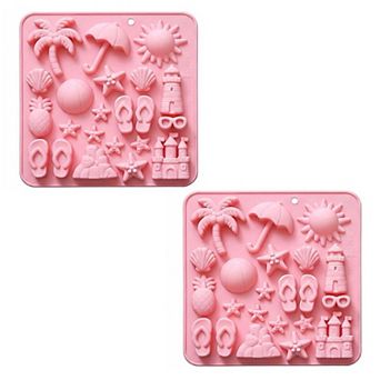 2 pc Beach Silicone Baking Mold Set Nonstick Summer Shape Chocolate Candy Dessert Mold