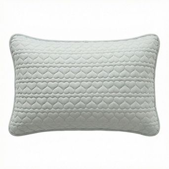2-Pack Heart Quilted Pillowcases with Envelope Closure Decorative Sleep Cover Set 18.9x29in