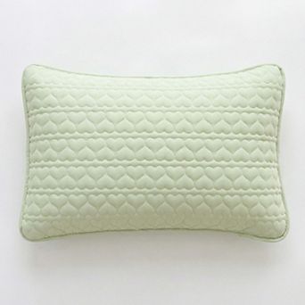 2-Pack Heart Quilted Pillowcases with Envelope Closure Decorative Sleep Cover Set 18.9x29in