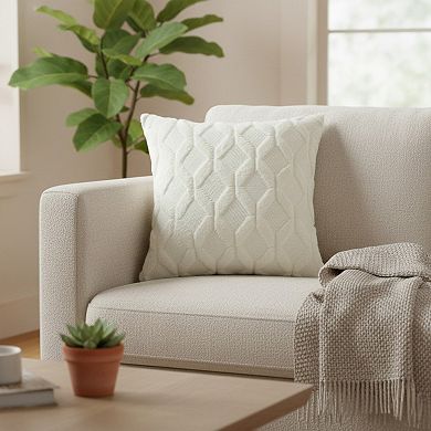 Cable Textured Pillow Cover Decorative Square Cushion Case Single Piece 17.7x17.7in