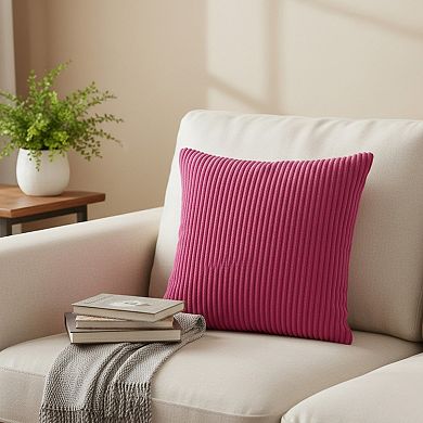 Ribbed Textured Pillow Cover Decorative Square Cushion Case Single Piece 17.7x17.7in