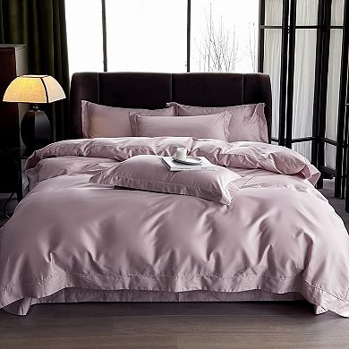4-Piece Cotton Washed Bedding Set with Duvet Cover Flat Sheet and Pillowcases Soft Smooth Finish