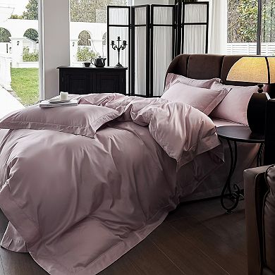 4-Piece Cotton Washed Bedding Set with Duvet Cover Flat Sheet and Pillowcases Soft Smooth Finish