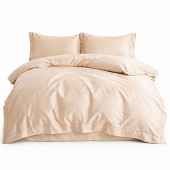 4 pc Cotton Washed Bedding Set with Duvet Cover Flat Sheet and Pillowcases Soft Smooth Finish
