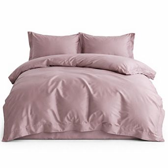 4 pc Cotton Washed Bedding Set with Duvet Cover Flat Sheet and Pillowcases Soft Smooth Finish