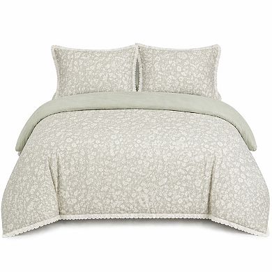 4-Piece Cotton Washed Jacquard Bedding Set with Duvet Cover Flat Sheet and Pillowcases