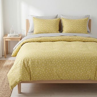3 pc Cotton Bedding Set with Duvet Cover and Pillowcases Soft Breathable Floral Print Design