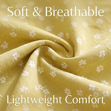3-Piece Cotton Bedding Set with Duvet Cover and Pillowcases Soft Breathable Floral Print Design