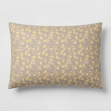 3-Piece Cotton Bedding Set with Duvet Cover and Pillowcases Washed Fabric Small Floral Print Design