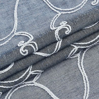 Dainty Home Sophia 2-pack Linen Textured Grommet Window Panels With Chenille 3D Scroll Embroidery