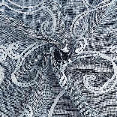 Dainty Home Sophia 2-pack Linen Textured Grommet Window Panels With Chenille 3D Scroll Embroidery