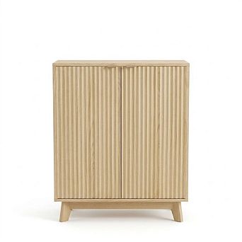 Fluted Sideboard Buffet Cabinet with 2 Doors, Modern Storage Cabinet with Adjustable Shelves