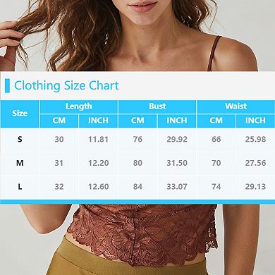 Women's Lace Cami Crop Top Sheer Spaghetti Strap Tops for Summer