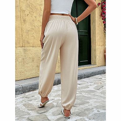 Women's Solid High Waist Boho Harem Pants
