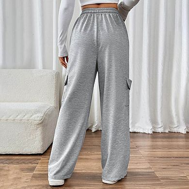 Women's Drawstring Waist Wide Leg Cargo Sweatpants