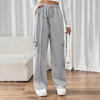 Women's Drawstring Waist Wide Leg Cargo Sweatpants