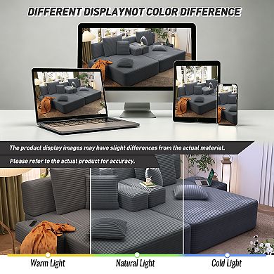 Chaise Lounge with 3 Pillows, Convertible Sofa Bed with Storage Pocket for Small Spaces, Living Room