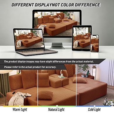 Chaise Lounge with 3 Pillows, Convertible Sofa Bed with Storage Pocket for Small Spaces, Living Room