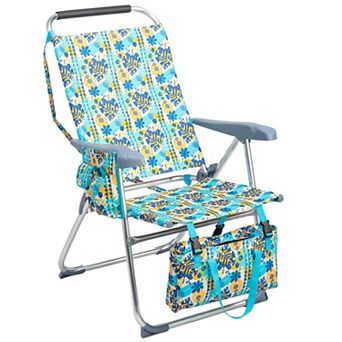 7-Position Adjustable Beach Chair with Headrest, Cup Holder, Side Pocket & Bottom Storage Bag