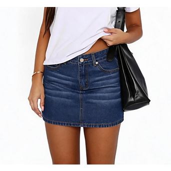 Women's Retro Stretchy Fitted Denim Mini Skirt Casual Summer