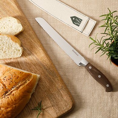 Bloomhouse 8 Inch German Steel Bread Knife with Forged Wood Handle