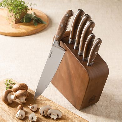 Bloomhouse 7 Piece German Steel Knife Block Set with Forged Wood Handle