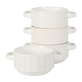 Gibson Elite 4 pc 66oz Soup Bowls with Handles, French Onion Crock Set